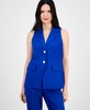 Women's Refined Linen Sleeveless Notched Collar Vest