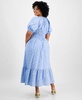 Women's Plus Short-Sleeve Clip-Dot Midi Dress, Created for Macy's