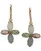Gold-Tone Multi-Stone Flower Drop Earrings