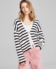 Petite Striped Button-Front Dropped-Shoulder Cardigan Sweater, Exclusively at Macy's