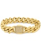 Men's Cubic Zirconia-Accented Curb Link Chain Bracelet in Gold-Tone Ion-Plated Stainless Steel