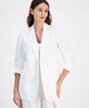 Women's Notch-Collar 3/4-Sleeve Open Jacket & Pull-On Flyaway Wide-Leg Pants