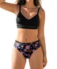 Women's V Neck Crisscross Back Self Tie Ladder Trim Bikini Sets