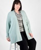 Plus Size Napa Cardigan, Printed Top & Hollywood Ankle Pants