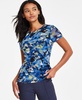 Women's Floral-Print Mesh Short-Sleeve T-Shirt, Exclusively at Macy's