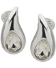 Silver-Tone Crystal Puffy Teardrop Clip On Earrings
