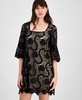 Women's Lace Square-Neck Bell-Sleeve Dress