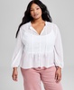 Trendy Plus Size Clip-Dot Button-Front Top, Exclusively at Macy's