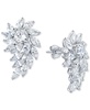 Cubic Zirconia Cluster Drop Earrings in Sterling Silver
