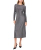 Women’s Round-Neck Long-Sleeve Metallic Midi Dress