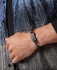 Gunmetal IP Stainless Steel Tag Leather Bracelet