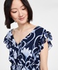 Women's Printed Border-Trim Drawstring Maxi Dress