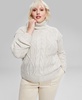 Trendy Plus Size Turtleneck Cable-Knit Sweater, Created for Macy's