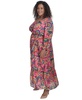Plus Size Printed Tie-Waist Blouson-Sleeve Maxi Dress
