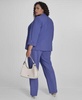 Plus Size Open-Front 3/4-Sleeve Blazer, Printed V-Neck Sleeveless Top & Lux Modern Fit Wide-Leg Pants