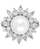 Cultured Freshwater Pearl (10mm) & Cubic Zirconia Flower Ring in Sterling Silver