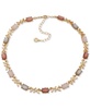 Gold-Tone Oval Stone Crisscross Collar Necklace, 16" + 3" extender