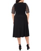 Plus Size Sheer-Sleeve Fit & Flare Dress