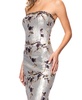 Women's Floral Sequined Strapless Gown