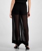 Women's High-Rise Wide-Leg Sheer Pants, Exclusively at Macy's 