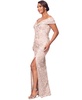 Women's Lace Off-The-Shoulder Side-Slit Gown