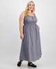 Plus Size Striped Smocked-Waist Maxi Dress