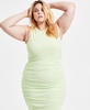 Trendy Plus Size Mesh Side-Ruched Sleeveless Dress, Exclusively at Macy's