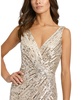 Women's Sequined Faux Wrap Sleeveless Gown