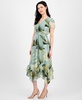 Women's Floral-Print Smocked-Waist Tulip-Sleeve Dress