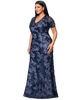 Plus Size Floral Sequin V-Neck Sheath Gown