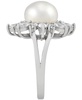 Cultured Freshwater Pearl (10mm) & Cubic Zirconia Flower Ring in Sterling Silver