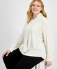 Plus Size Long-Sleeve Scarf-Neck Top