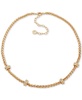 Gold-Tone Crystal Rondelle Wheat Link Chain Necklace, 16" + 3" extender