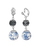 Dark Blue and Blue Willow Beaded Clip Earrings