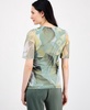 Women's Abstract-Print Elbow-Sleeve Top