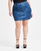 Trendy Plus Denim Faux-Leather Mini Skirt, Exclusively at Macy's