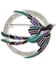 Silver-Tone Pavé Multicolor Flying Bird Pin