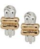 Two-Tone Stud Clip Earrings
