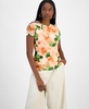 Women's Short-Sleeve Watercolor Mesh Top, Exclusively at Macy's 