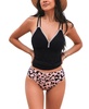 Women's Tummy Control Criss Cross Back Tie Shell Stitched Tankini Sets