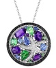 EFFY® Multi-Gemstone (3-7/8 ct. t.w.), Black Diamond (3/8 ct. t.w.) & White Diamond (1/4 ct. t.w.) Starfish 18" Pendant Necklace in 14k White Gold