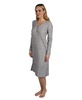 Women's Long Sleeve Fleece Henley Long Nightshirt Lounger