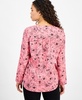 Petite Printed V-Neck Roll-Tab-Sleeve Top