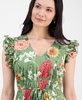 Women's Printed V-Neck Drawstring Maxi Dress