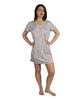 Women's Short Sleeve V-Neck Ribbed Nightshirt with Lace Sleeve