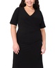 Plus Size Short-Sleeve Side-Gathered Midi Dress