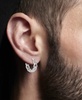 Men's Polished Cuban Link Small Huggie Hoop Earrings, 0.65"