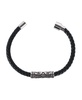Silver Filigree Pattern on Black Leather Bracelet