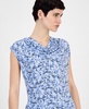 Women's Printed Cowl Neck Cap-Sleeve Top