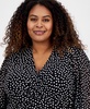 Plus Size Printed Smocked-Cuff Wrap Top